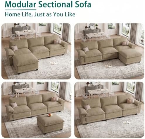 108" Modular Sectional Couch, L Shaped Cloud Sofa - Image 6