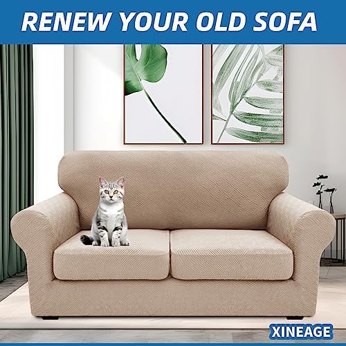 XINEAGE 3-Piece Stretch Loveseat Sofa Cover, Washable Couch Covers - Image 4