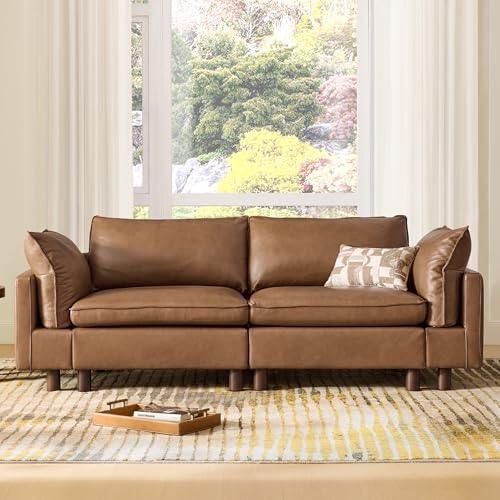 CHITA 92" Genuine Leather Sofa, Large Sectional Couches, 2 Seater - Image 3