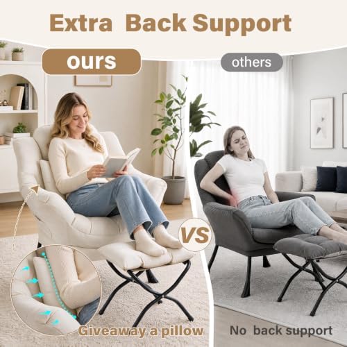 Lazy Chair with Ottoman, Comfy Reading Chair - Image 3