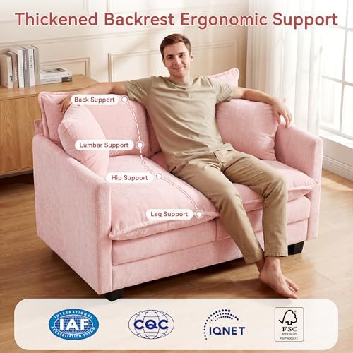 Loveseat Sofa Couch, Small Mini Compact 50" Love Seat 27" Deep Cloud Sofa Seat - Image 5