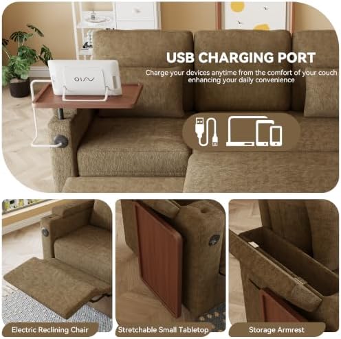 Sleeper Sectional Sofa, Adjustable Backrest and Seating, L Shaped Couch - Image 5