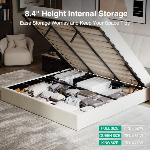 Novilla King Lift Up Storage Bed Frame/Charging Station/LED Light - Image 5