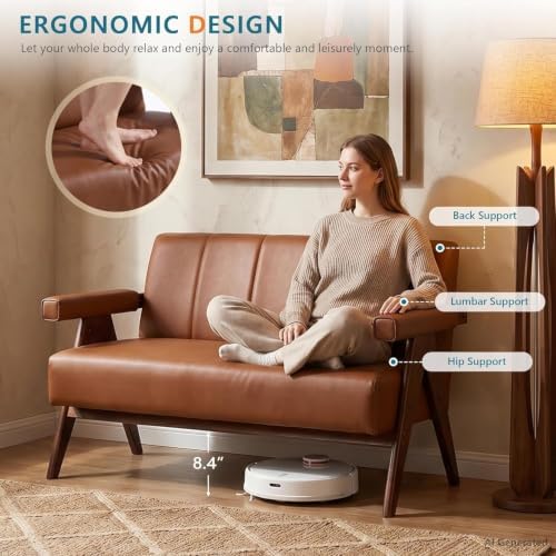 Faux Leather Love Seat and Accent Chair Set, Living Room Furniture - Image 5