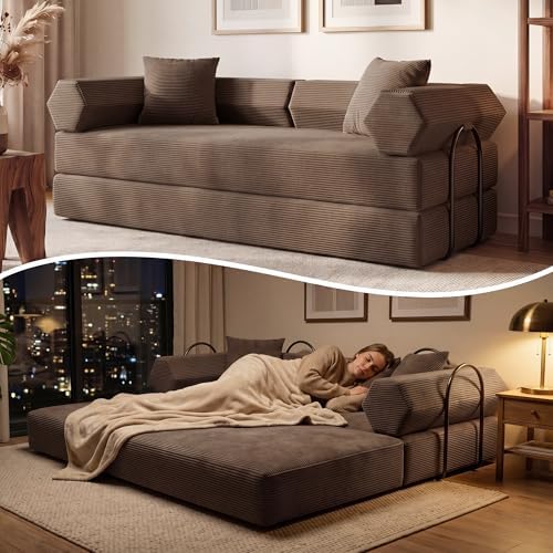 79" Convertible Futon Sofa Bed, Boneless Couch by PQOPQO