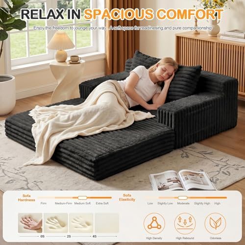 Erament Boneless Loveseat Convertible Sofa Bed, Folding Floor Futon Sleeper - Image 6
