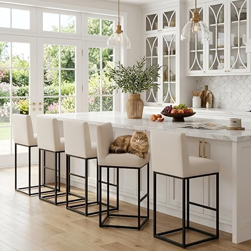 VESCASA Linen 31 inches Bar Height Bar Stools - Image 3