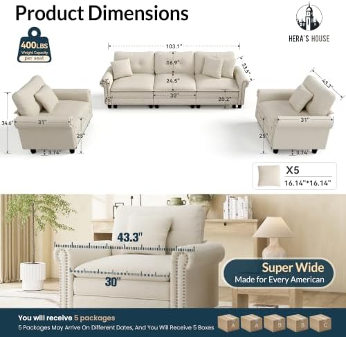 HERA'S HOUSE Modular Sectional Sofa and Chair Set - Image 2