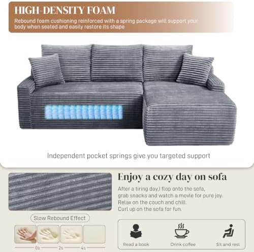 85" L Shaped Cloud Boneless Sectional Couches - Image 5