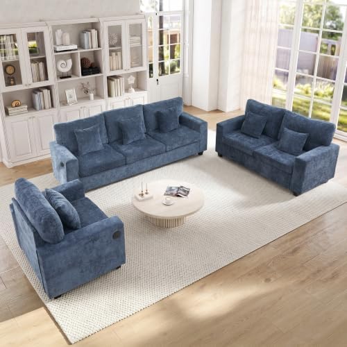 Loveseat & 3 Seater Couch with Chair Chenille Couch Set by MAHYIZYI-SimpleFashionable