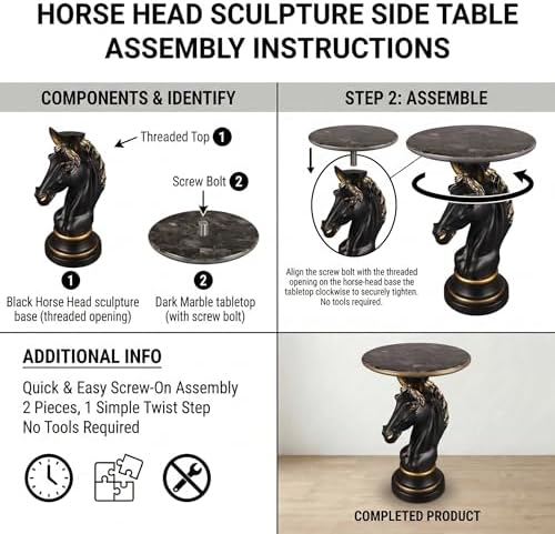 Modern Black-Striped Horse Sculpture Table - Image 4