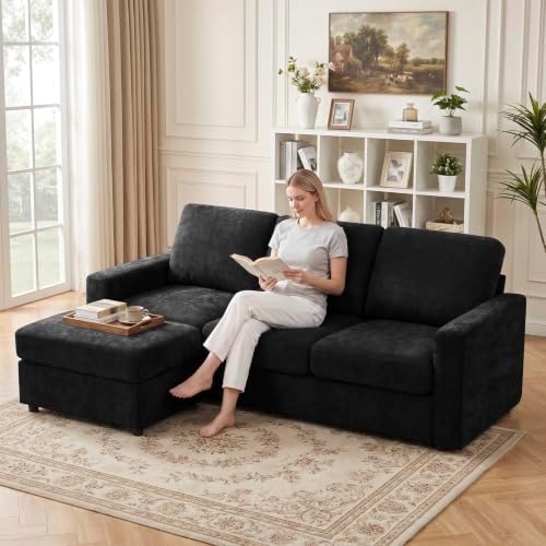 84” Chenille 3-Seater Sofa W/Movable Ottoman - Image 7