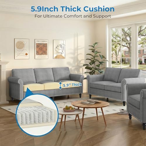 Mjkone 3 Pieces Living Room Sofa Set, Modern Sectional Sofa Couch and Loveseat - Image 4