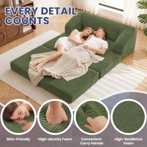 JUIKURY Convertible Sofa Bed, 3-in-1 Foldable Loveseat Couch - Image 3