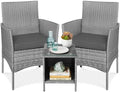 Best Choice Products 3-Piece Outdoor Wicker Conversation Bistro Set, Space by BestChoiceProducts