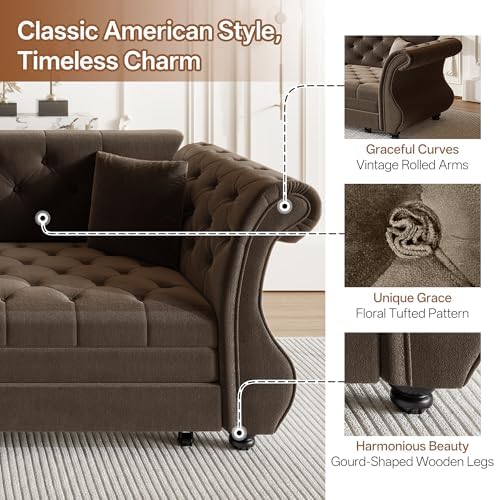 83.8" Velvet Pull-Out Chesterfield Sleeper Sofa Bed - Image 4