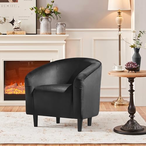 Yaheetech Small 25.5in Wide Velvet Barrel Accent Chair - Image 2