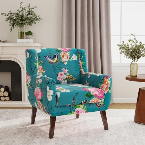 Accent Chair, Upholstered Armchair in Linen, Pattern Blue - Image 3