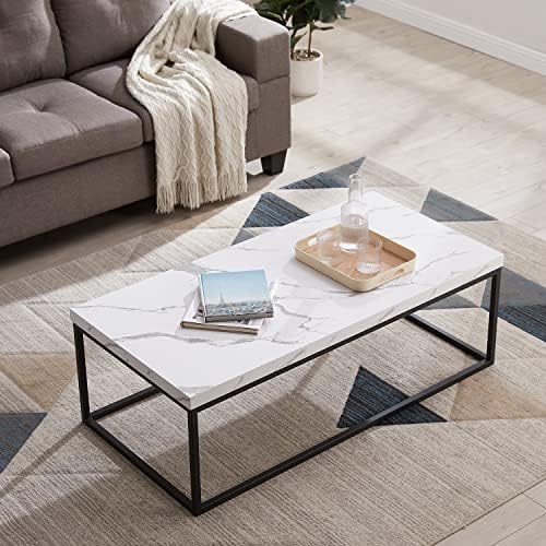 CENSI 47-Inch White Marble Coffee Table/Center Table, Large Size by CENSIFURNITURE