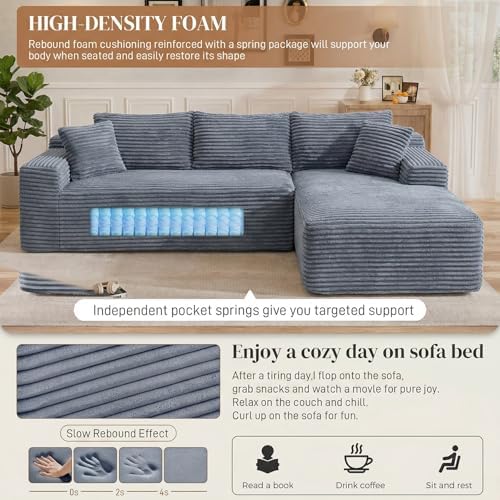 95" L Shaped Cloud Boneless Sectional Couches - Image 4