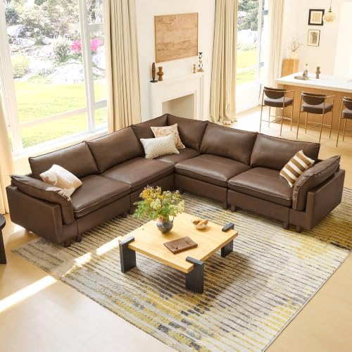 CHITA 118" Leather Super Large Sectional Couches by Unknown