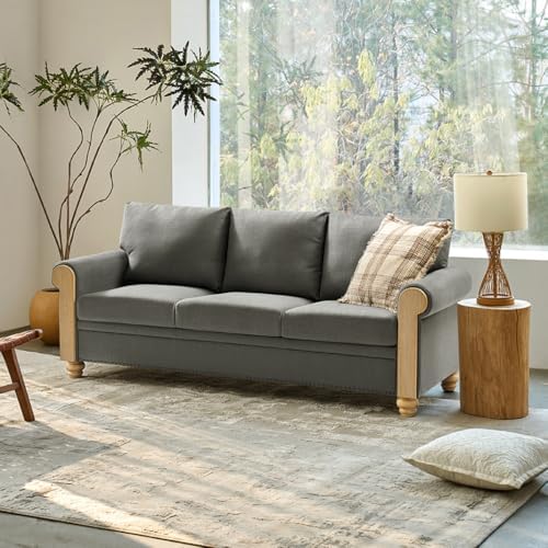 81" Mid-Century Modern 3-Seater Sofa, Upholstered Couch by ECOHARBOR