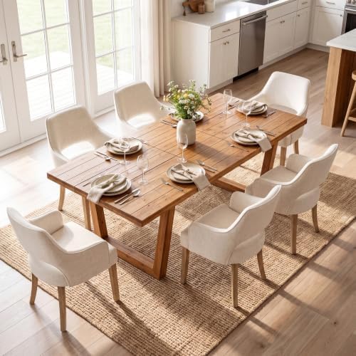 Linen Upholstered Dining Chairs Set of 4 - Image 5