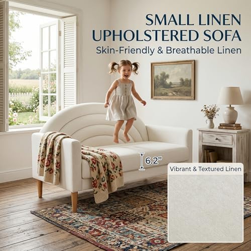 49" Small Loveseat Sofa for Small Spaces, Office Couch, Cream White - Image 4