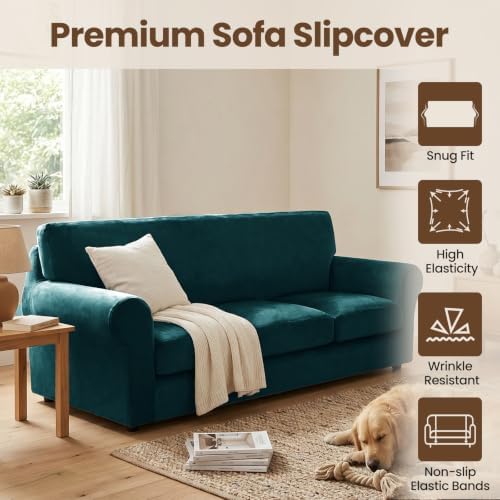 XINEAGE 3-Piece Velvet Sofa Cover, Couch Covers - Image 2