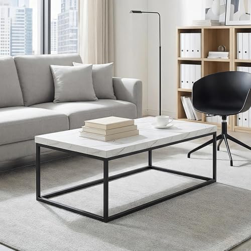 CENSI 47-Inch White Marble Coffee Table/Center Table, Large Size - Image 4