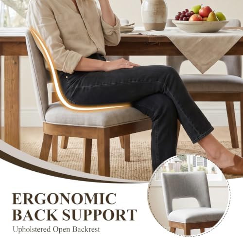 Wooden Kitchen Chairs with Open Hollow Back Set of 4 - Image 4