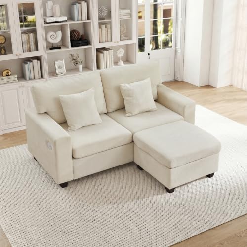 67.7'' Loveseat Sofa with Ottoman Sectional Sofa with Type-C & USB Charging by MAHYIZYI-SimpleFashionable