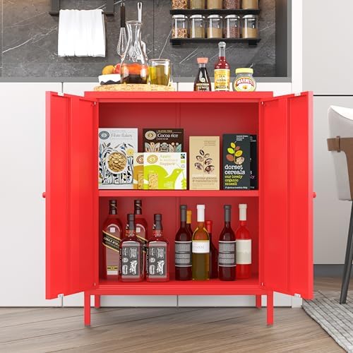 Small 2 Door Metal Storage Side Buffet Cabinet - Image 4
