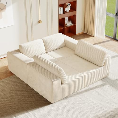 Vesgantti 159" Modular Sectional Sofa, Corduroy Cloud Couch by Vesgantti