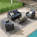 4 Piece Patio Furniture Set, Wicker Modular Outdoor Furniture by Unknown