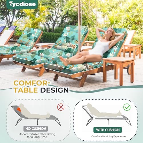 Outdoor Chaise Lounge Chair Cushion, Waterproof Non-Slip Patio Chaise Lounge - Image 4