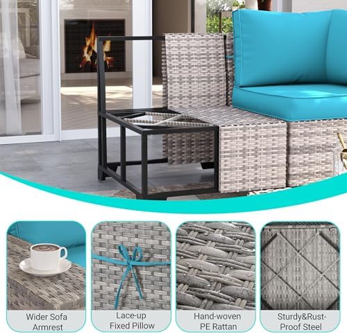 Outdoor Patio Furniture Set PE Wicker Rattan Outdoor Sectional Sofa - Image 4