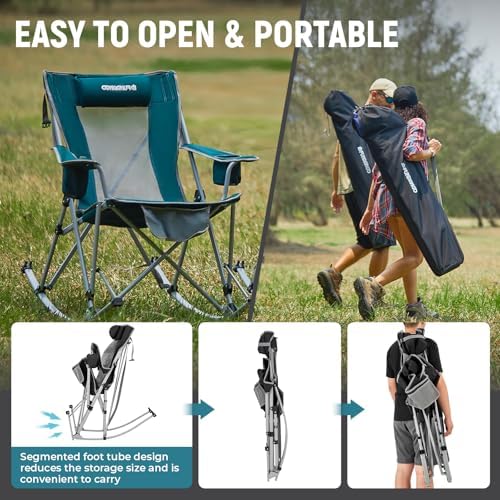FUNDANGO Rocking Camping Chair, High Mesh Back Portable Folding Camp Chairs - Image 6