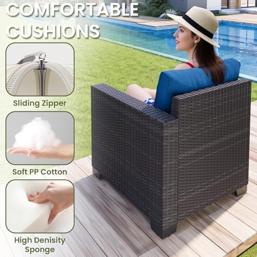 7-Piece Outdoor Patio Furniture Set, 6-Seat All-Weather PE Rattan Wicker Patio - Image 4