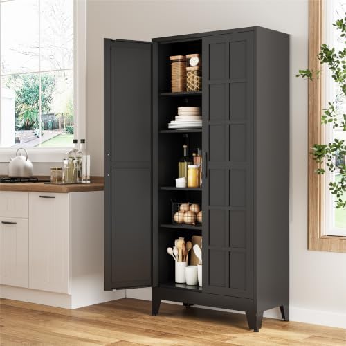 COFaR 71" Black Metal Storage Cabinet - Image 3