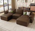 EASE MOOSE Sectional Couches for Living Room, U Shaped Sofa, Deep Brown by EASEMOOSE