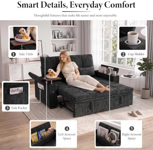 Dreamzie 65'' Convertible Sleeper Sofa Bed - Image 5