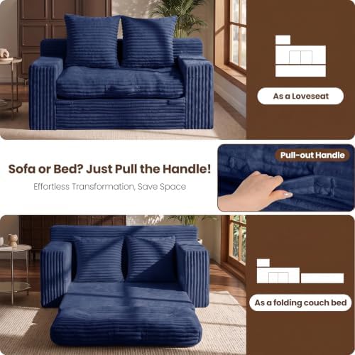 Boneless Couch, 4-in-1 Convertible Sofa Bed, Boneless Loveseat Sleeper - Image 4