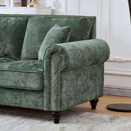 86.5" Classic Chenille Sofa Couch 3-Seater | Chesterfield Style - Image 5
