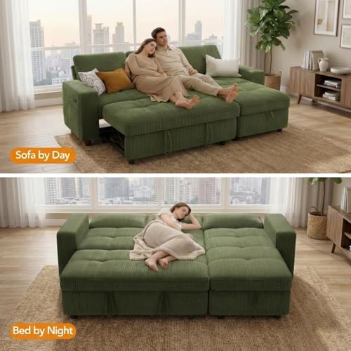 WEUP 81" Sectional Sofa with Pull Out Bed, 3 Seat Sleeper Sofa with Storage - Image 6
