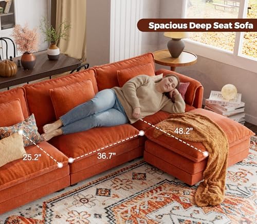 ELUCHANG 153" Oversized Modular Sectional Sofa, Comfy Chenille Cloud Couch - Image 5