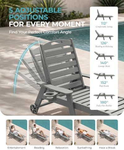 Ciokea Lounge Chair Outdoor Set of 6, Oversized Chaise Lounge Chair - Image 6