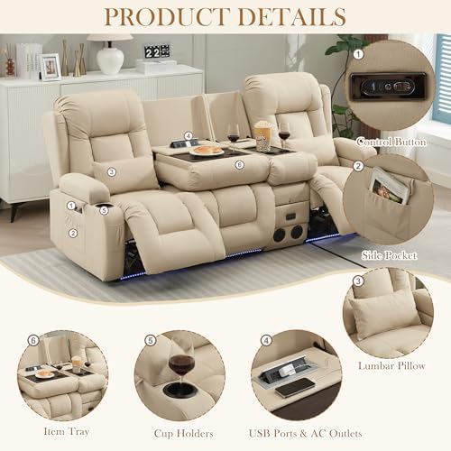 TUNYI Power Loveseat Recliner Sofa - Image 5