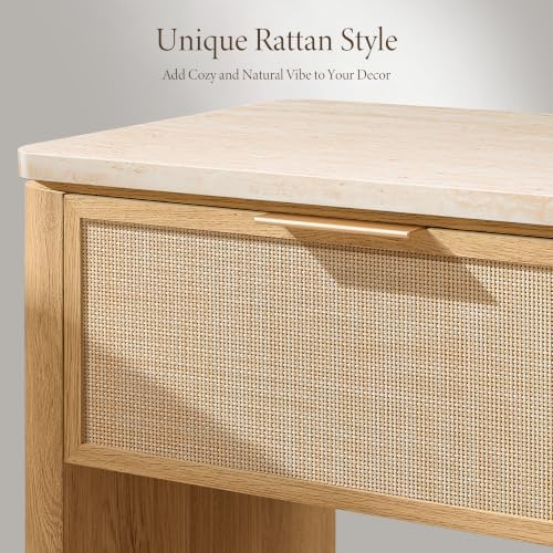 Night Stand Set of 2, Rattan Nightstand - Image 4