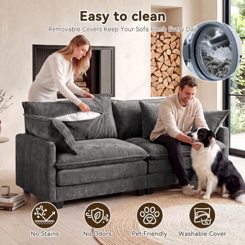 77" Cloud Chenille Loveseat Sofa Couch - Image 6